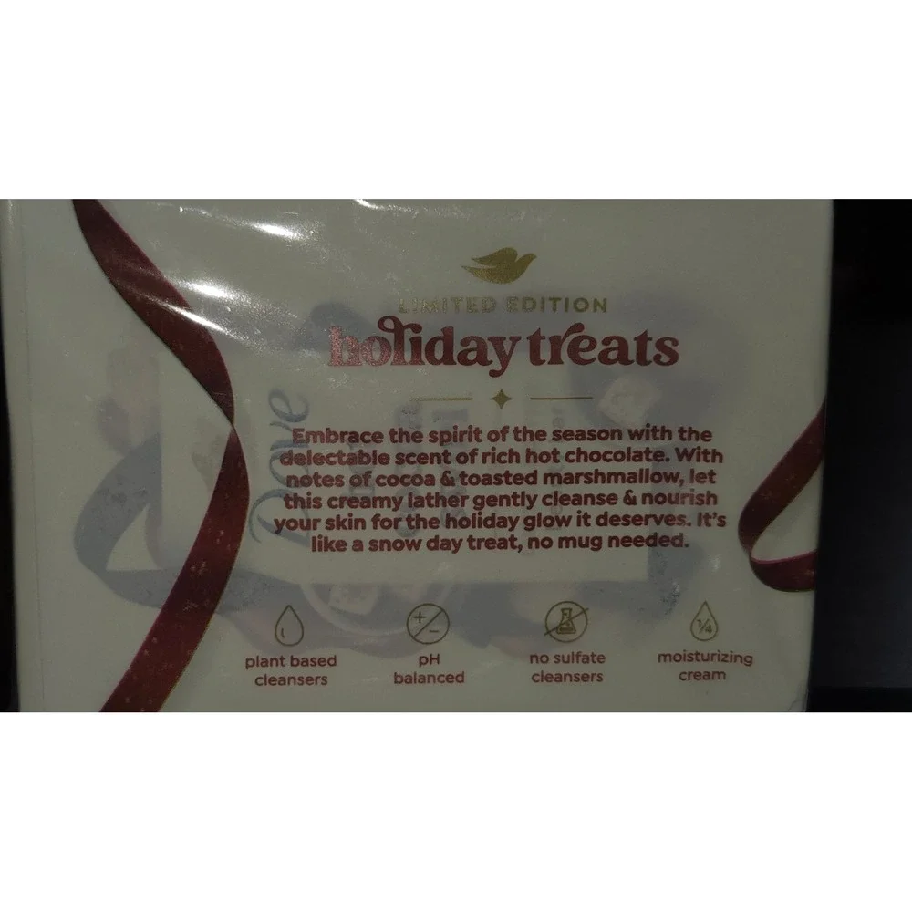 Dove Hot Cocoa Swirl Limited Edition Holiday Beauty Bar Soap 4 Pack 3.75oz Each